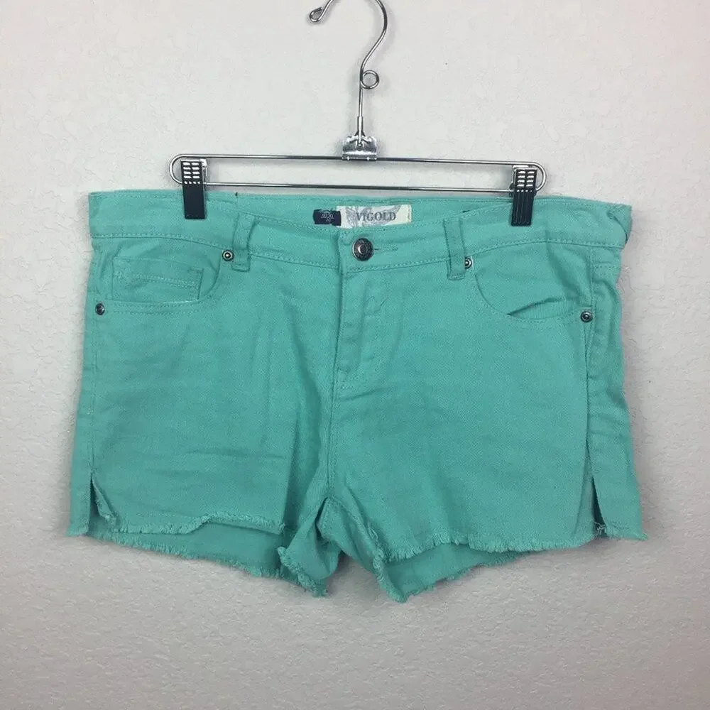VIOGOLD Teal Cutoff Jean Shorts Size 30